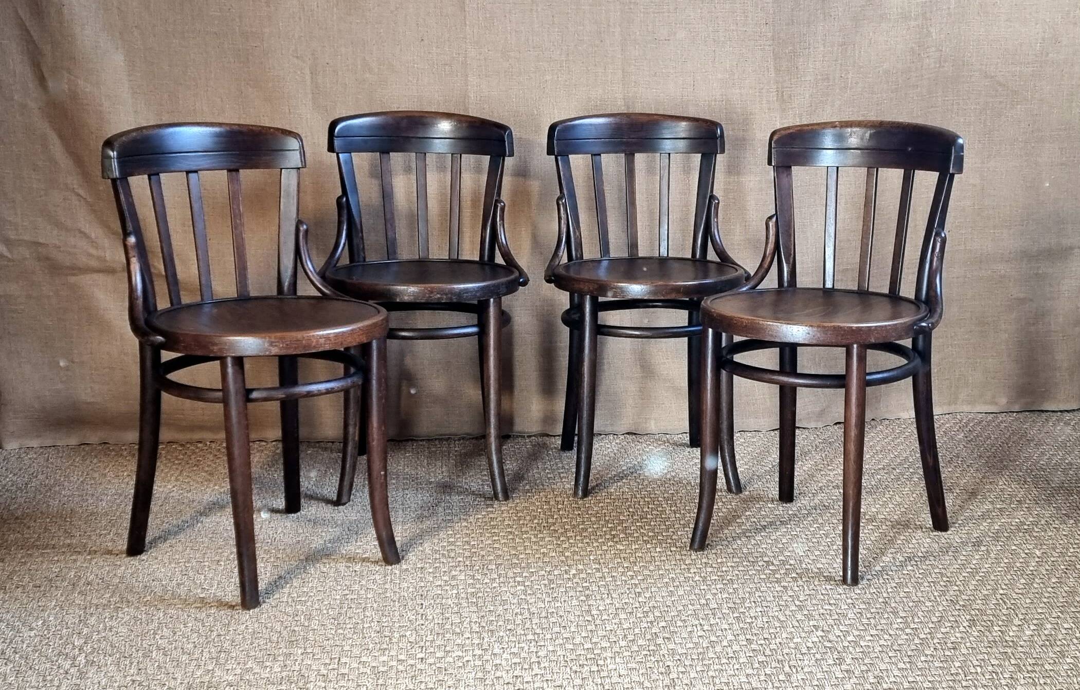 Set 4 chaises bistrot thonet vers 1930
