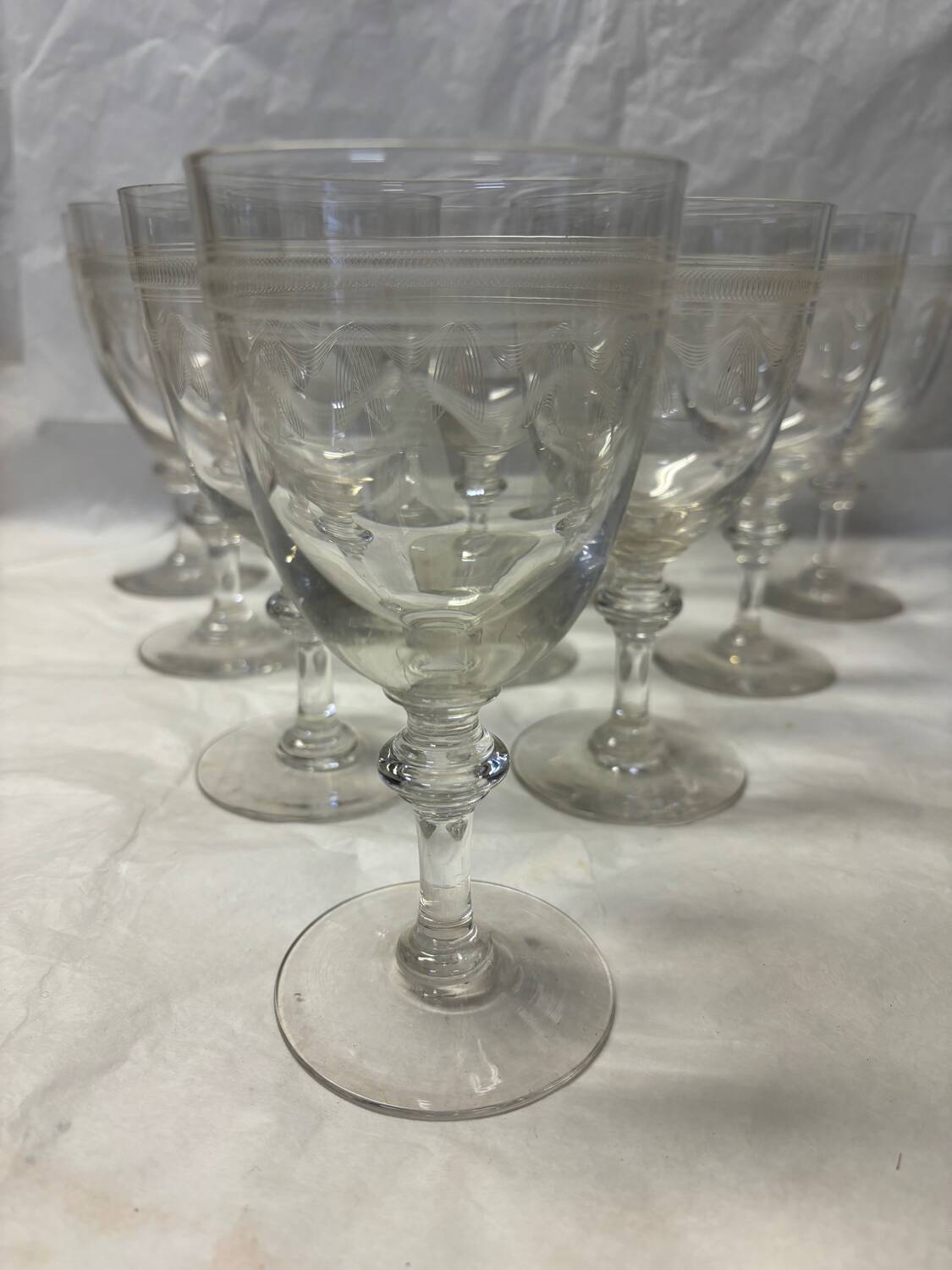Set of 10 old wine glasses