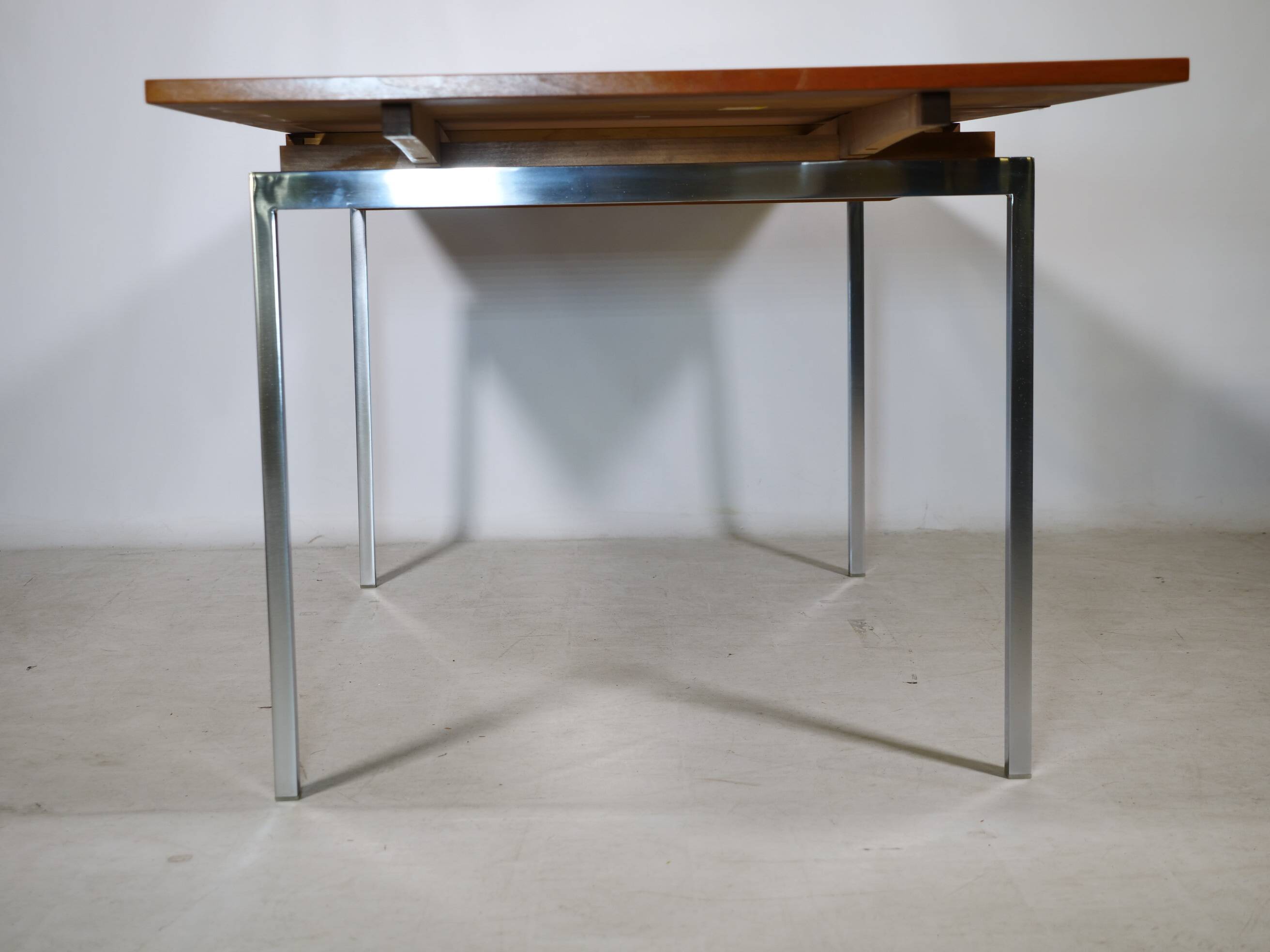 Mid Century Walnut Dining Table with Chrome Base, 1960s