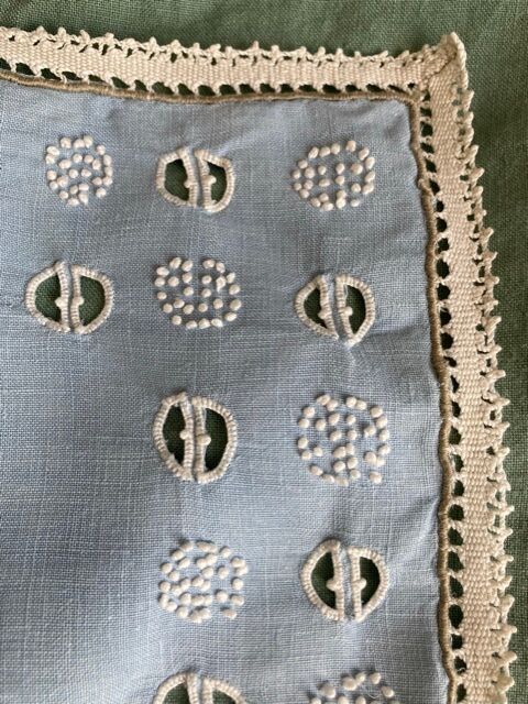 Lot of two old embroidered doilies