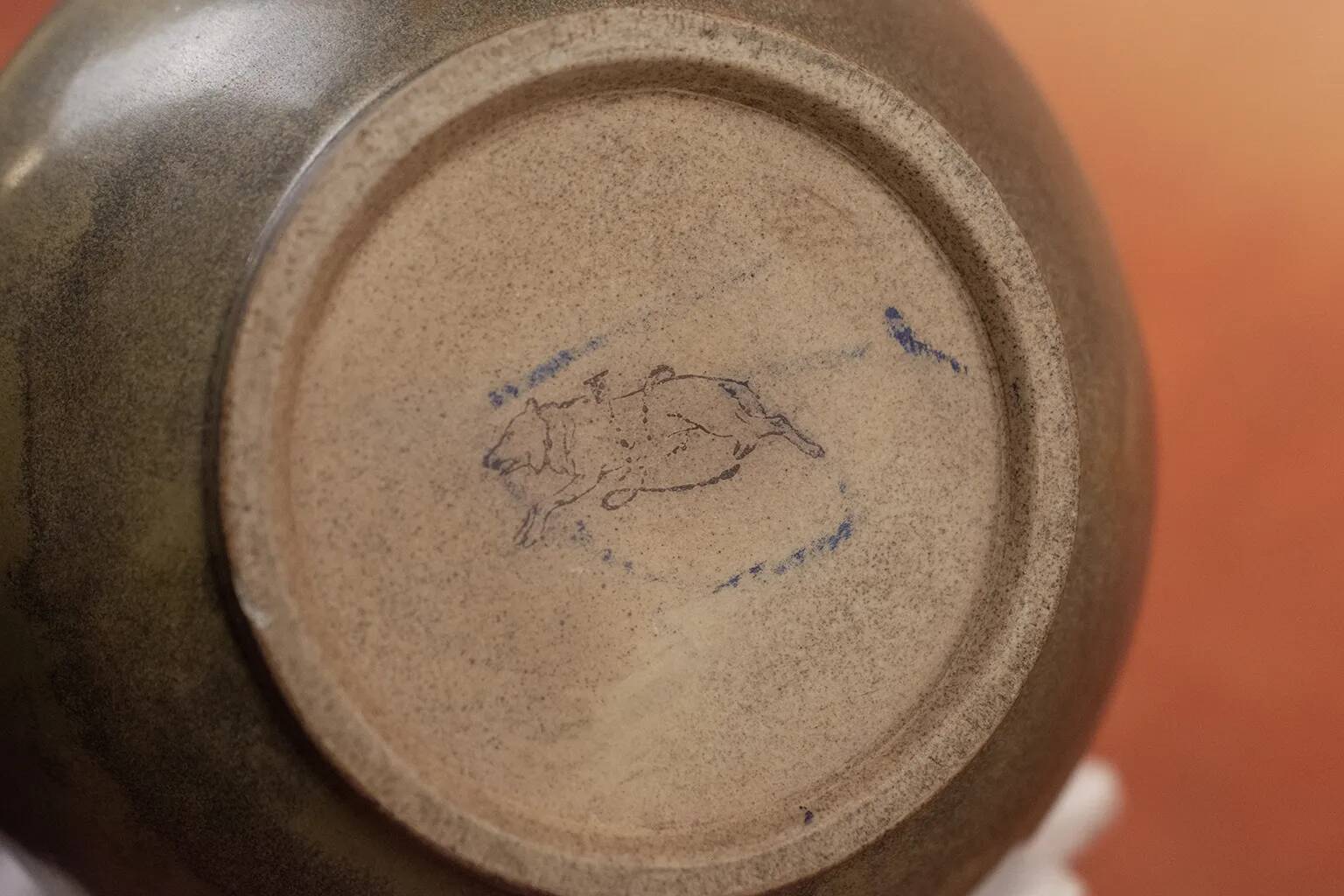 Art Nouveau glazed stoneware vase by Louis Lourioux - wolf mark