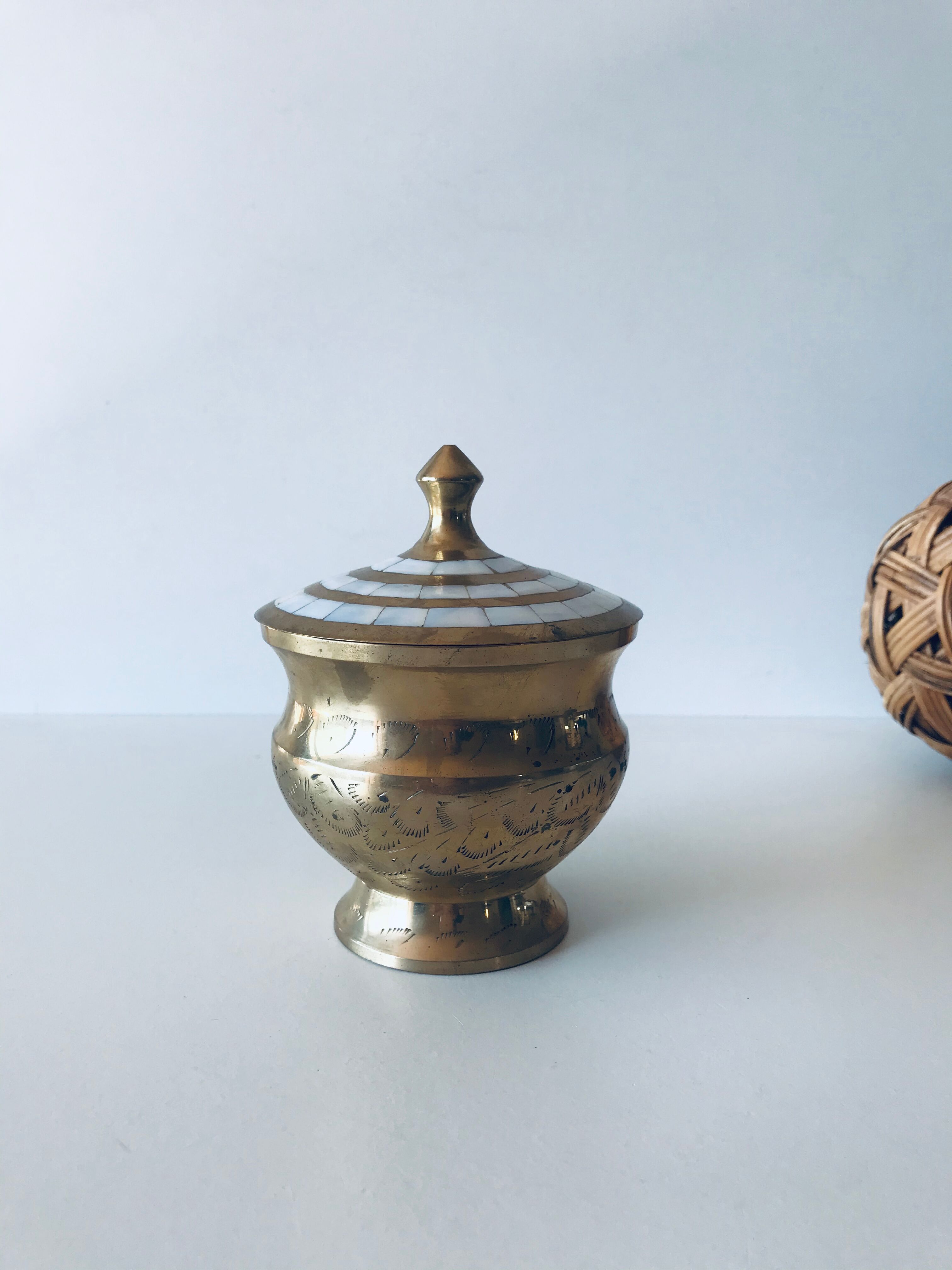 Brass and mother-of-pearl box