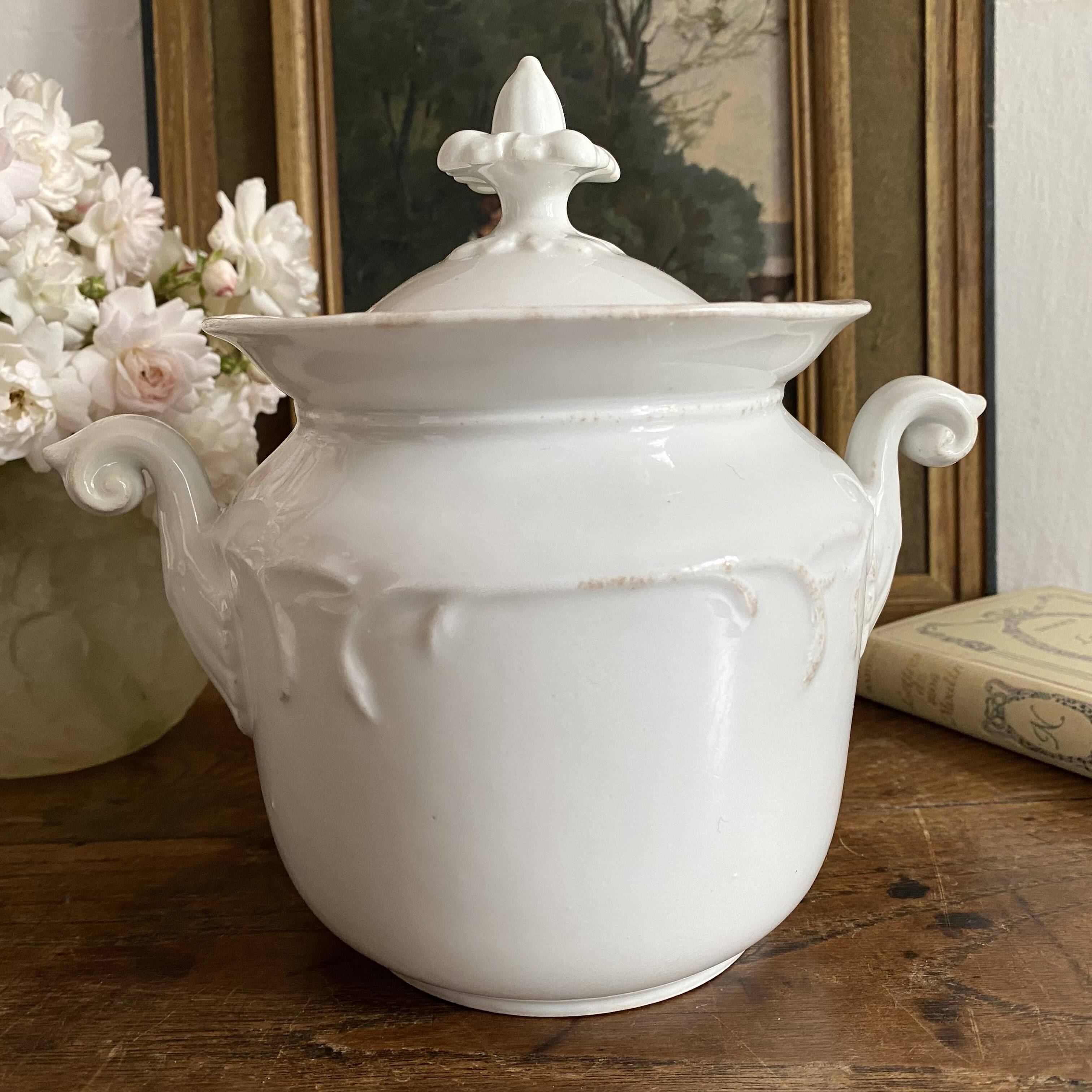 Antique sugar bowl or porcelain pot