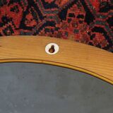 Paire de miroirs ronds scandinaves en pin 70's