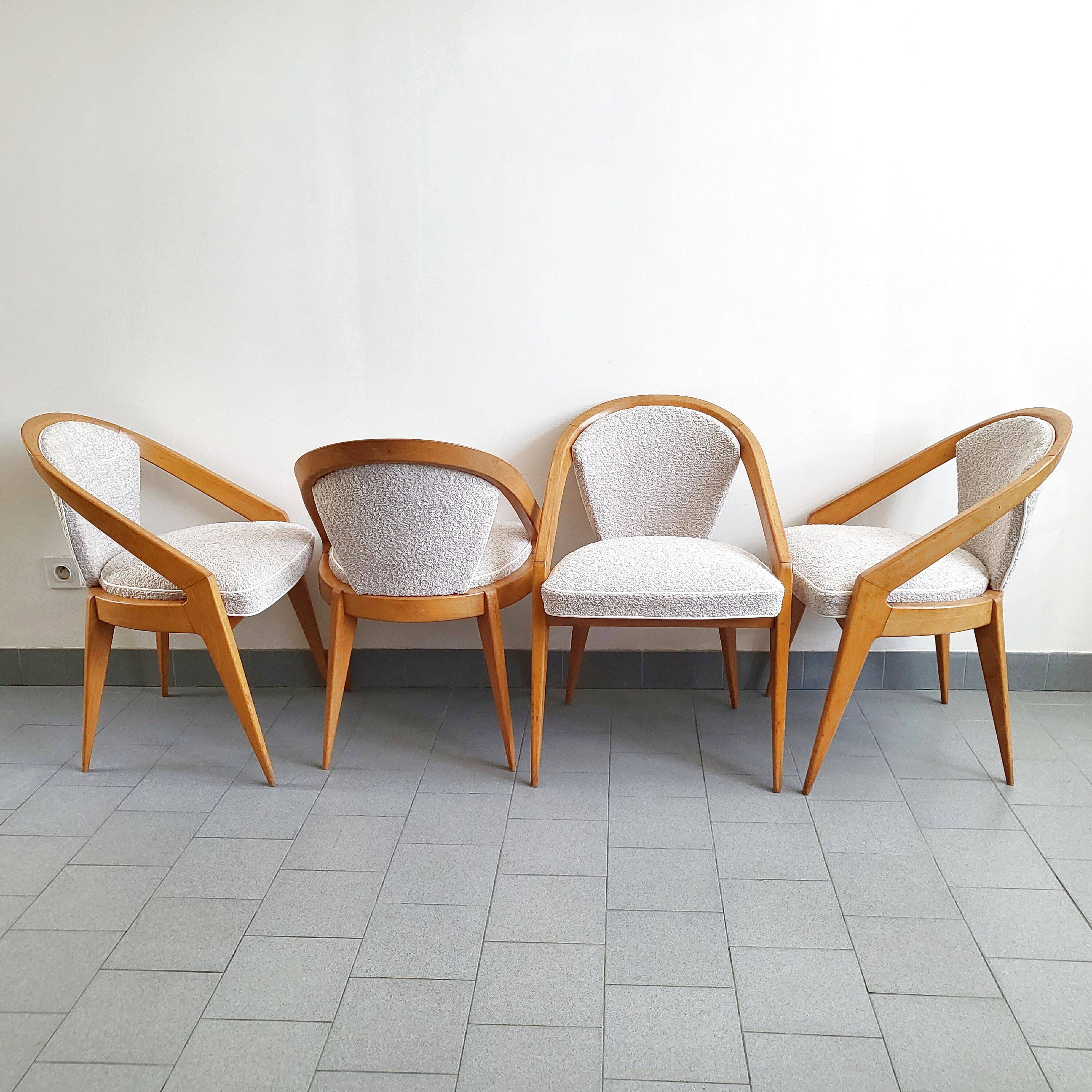 Set of 4 vintage chairs by Charles Ramos 1950