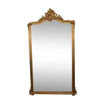 Louis XV-style mirror with its pediment shell - 190x100cm