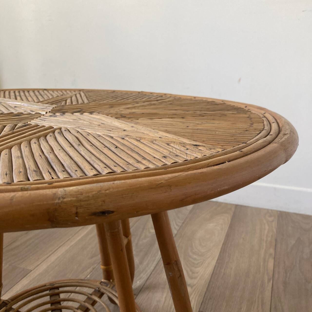 Round rattan coffee table