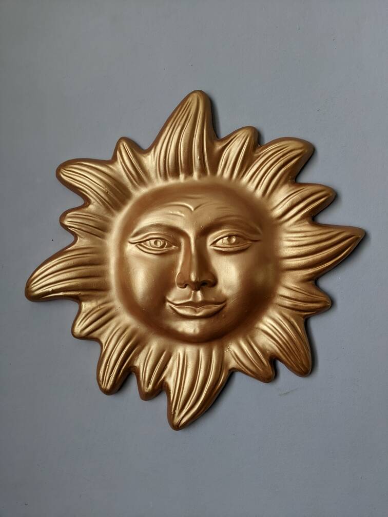 Golden terracotta sun handmade boho bohemian wall decor