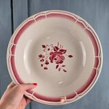 Plat ancien Badonviller – décor floral rose – porcelaine opaque années 50