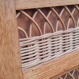 Vintage chest of drawers with compass and rattan foot