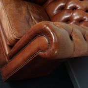 Set of 2 vintage chesterfield club armchairs in cognac leather, Netherlands,
