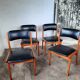 Set de 4 chaises scandinave,  Skaï  année  70