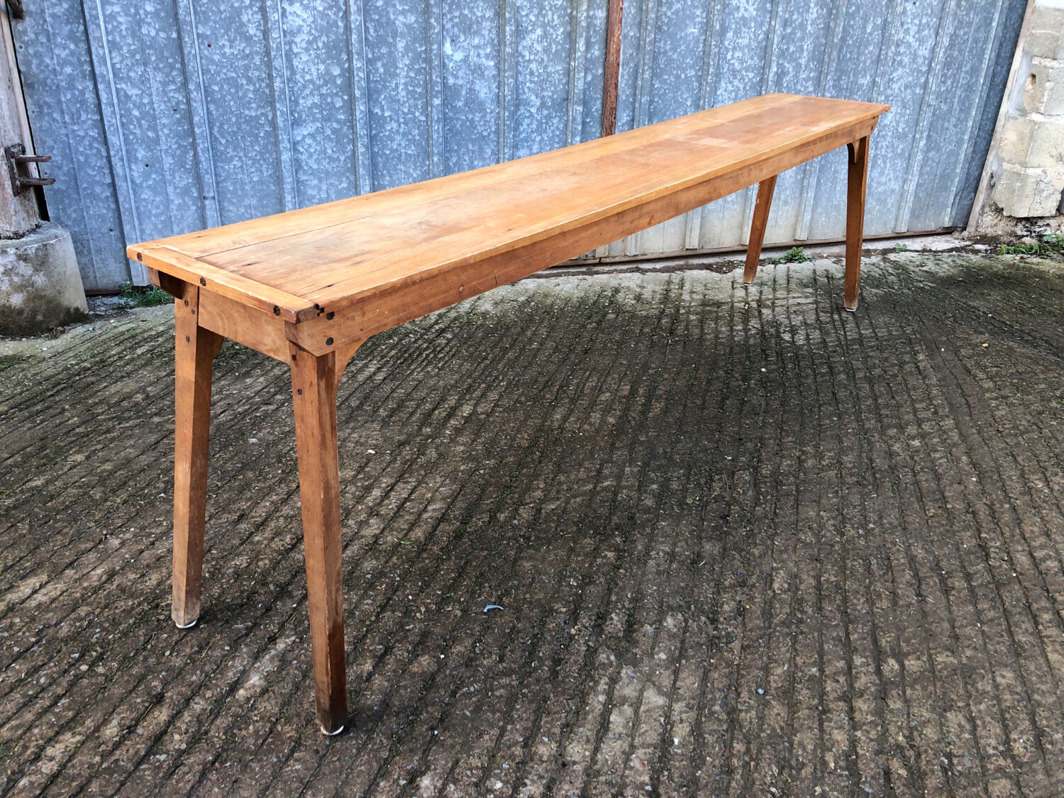 Table console vintage en hêtre massif