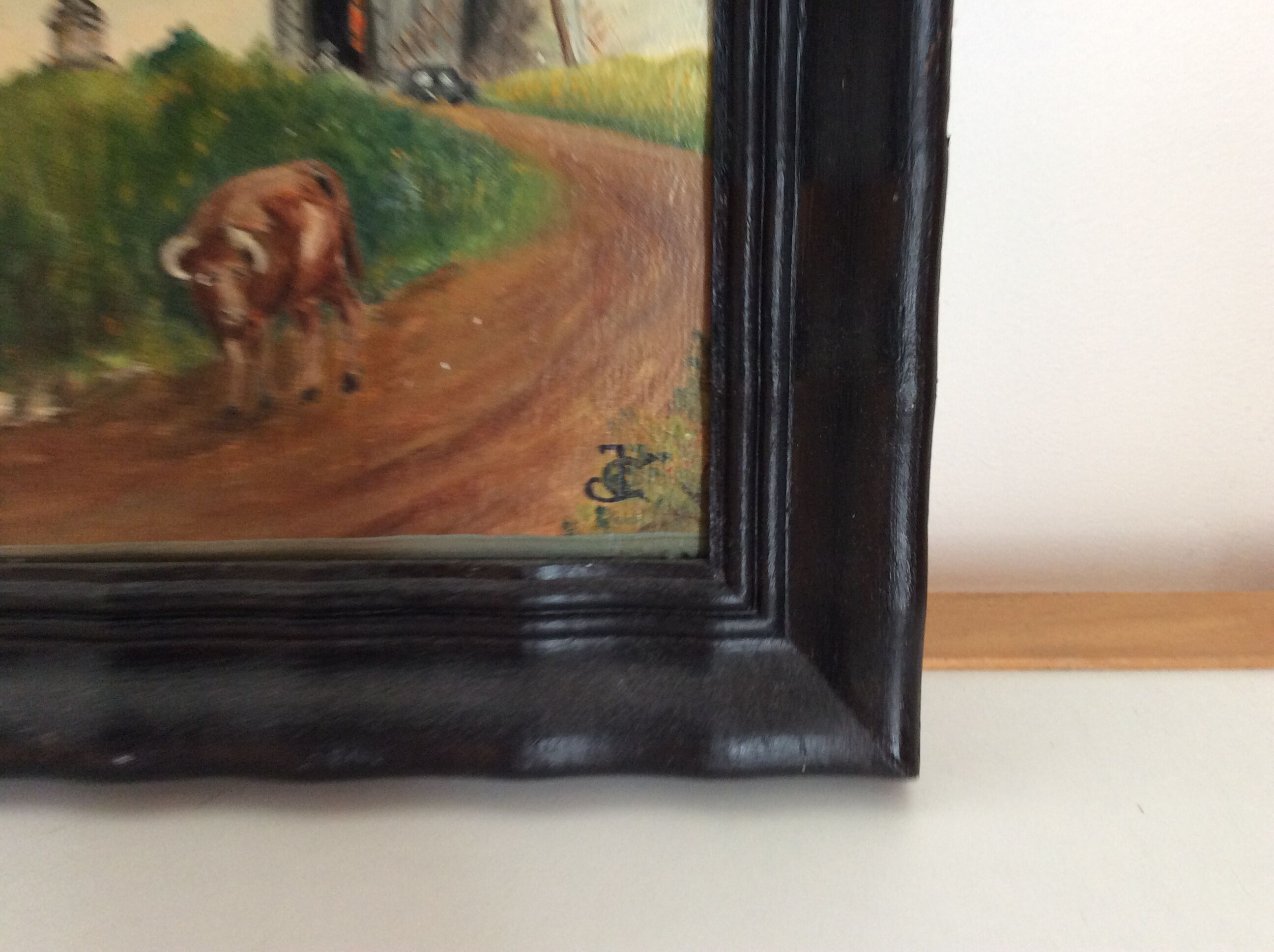 Old painting of a countryside landscape