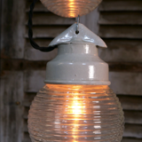 Industrial lamp in glass and metal