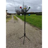 Vintage coat rack, metal and wooden balls.