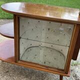 Illuminated bar cabinet in brown walnut Art Deco 1950s with lamp and brass.