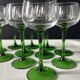 Set of 12 Alsatian Roemer glasses with green stems.