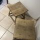 Pair of vintage stools in raw solid wood — Turned ball feet