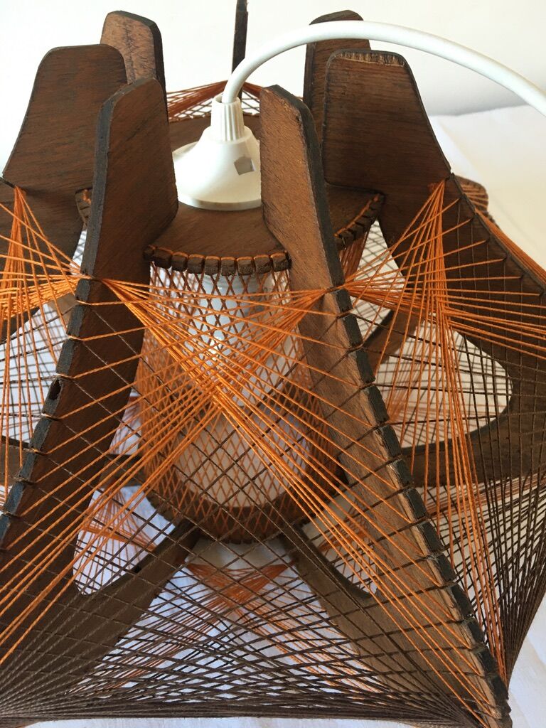 Hanging lamp wood and wire