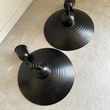 Pair of black metal pendant lights made in Belgium