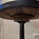 Antique bistro/atelier round table – wooden top with metal rim – foot