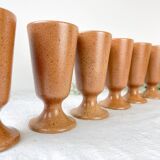 6 Vintage Mazagrans in speckled stoneware Sarreguemines France from the 1950s