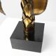 Hollywood Regency brass palm tree table lamp with black shade, France, 1970