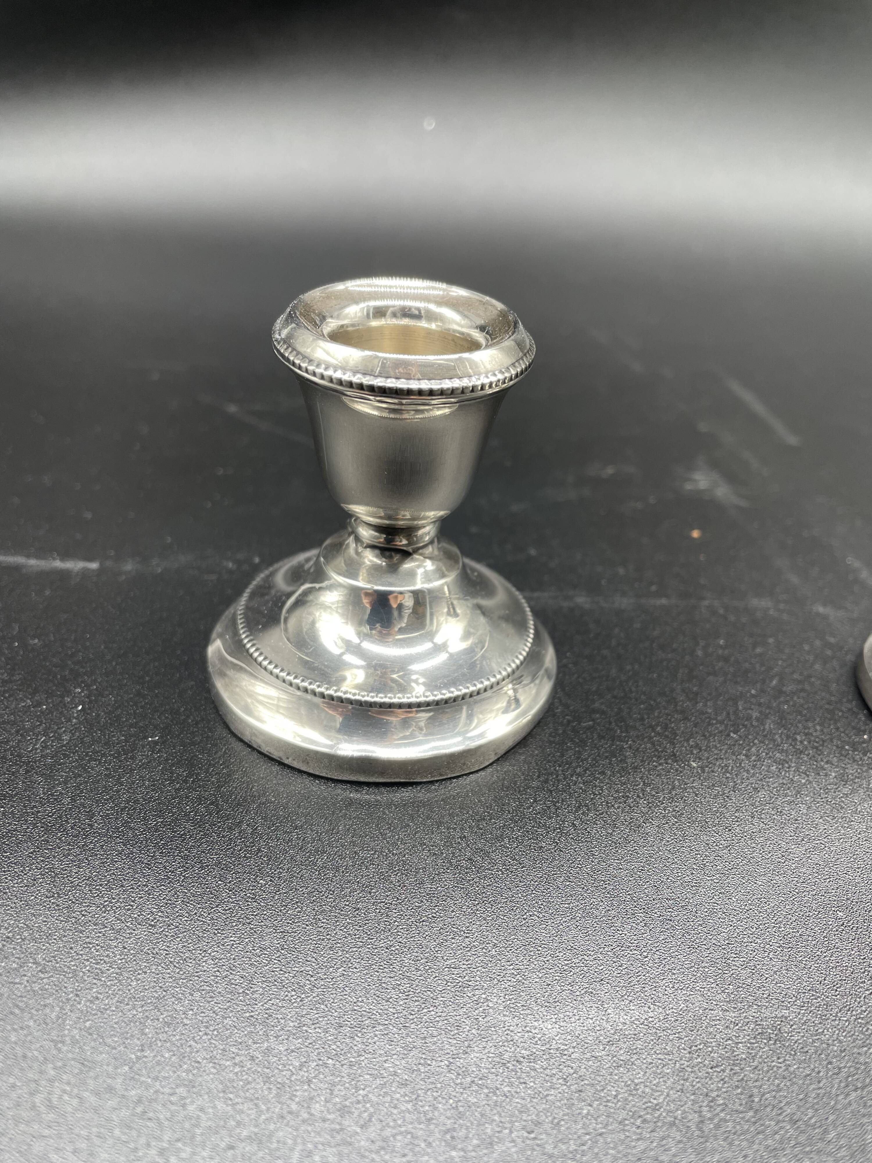 Pair of antique sterling silver candlesticks - English silversmith - 1934
