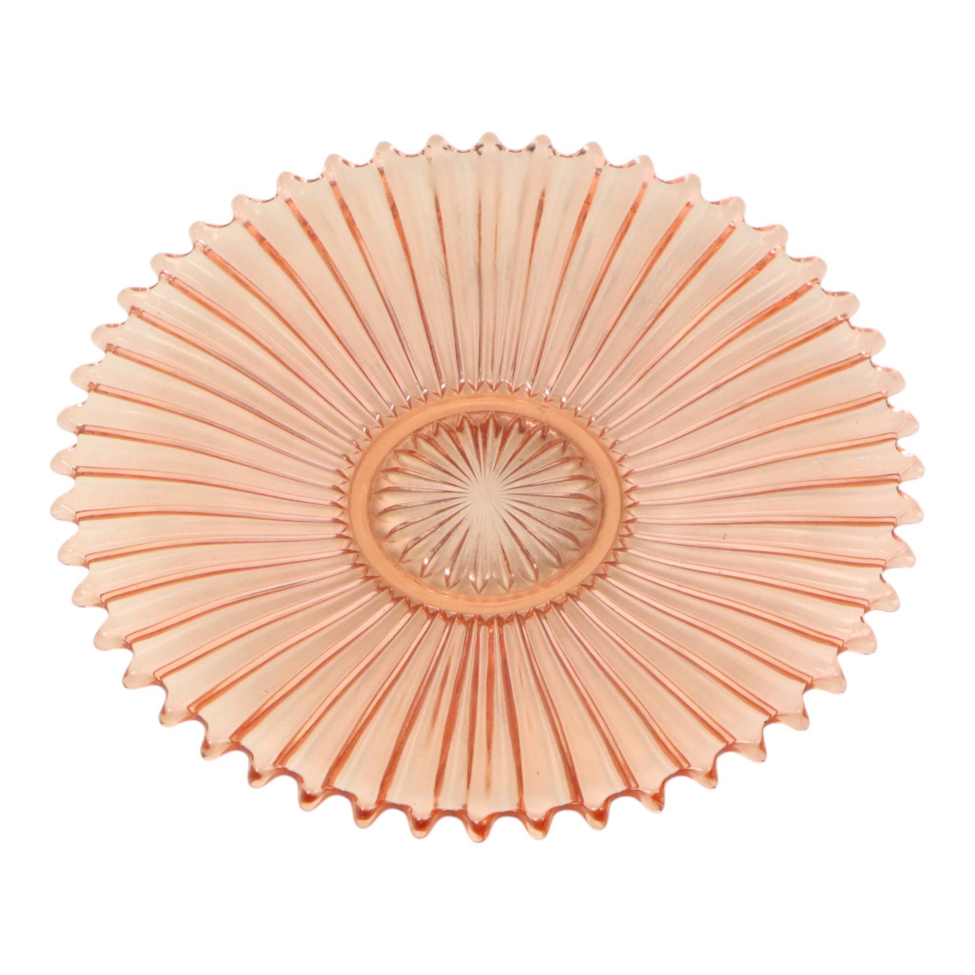 Art Deco Fruit Bowl Pink Pressed Glass Depression Glass 30cm