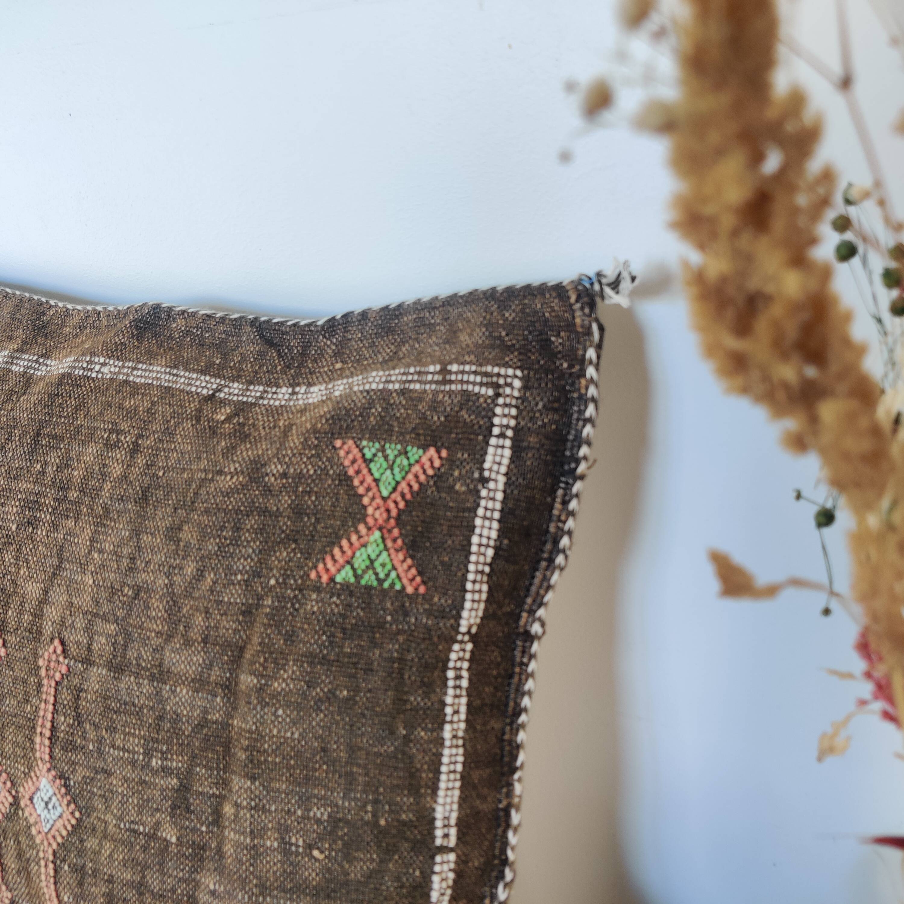 Moroccan brown bohemian cushion