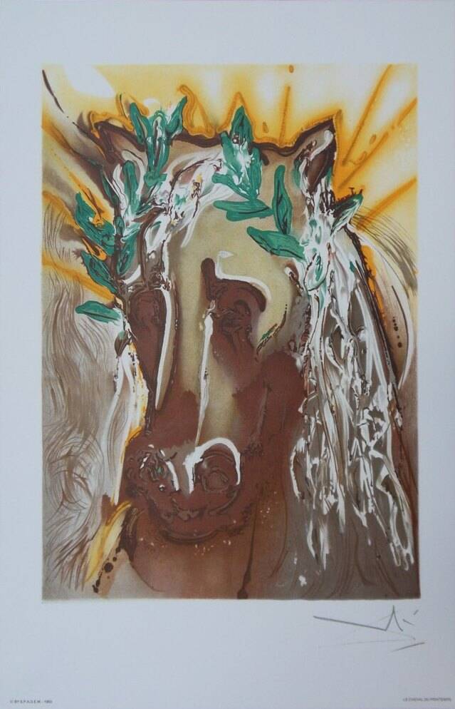 Salvador Dali: Horses, The Spring Horse - Signed Lithograph