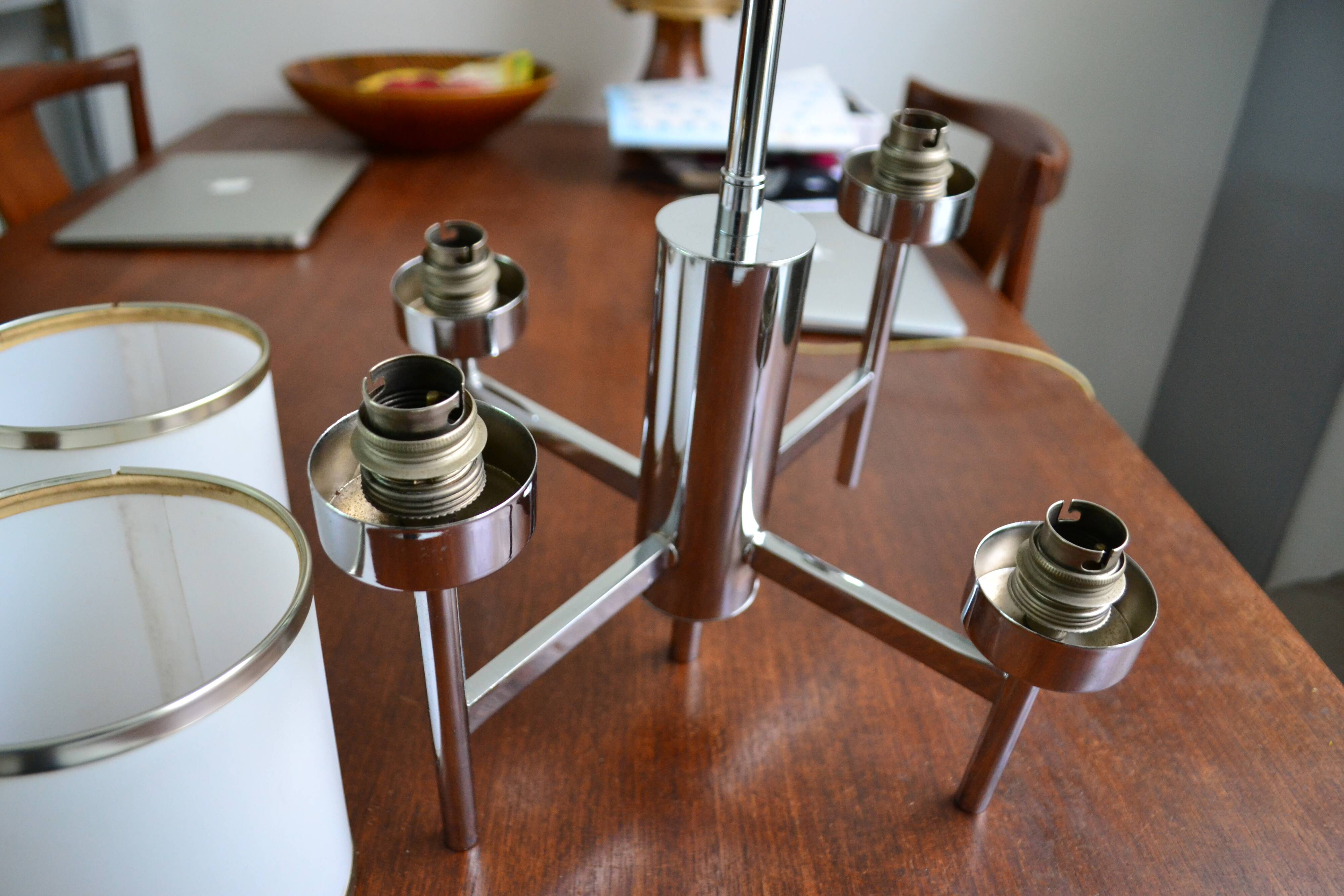 Sciolari 4-light chrome and rhodium lustre from the 1970s.