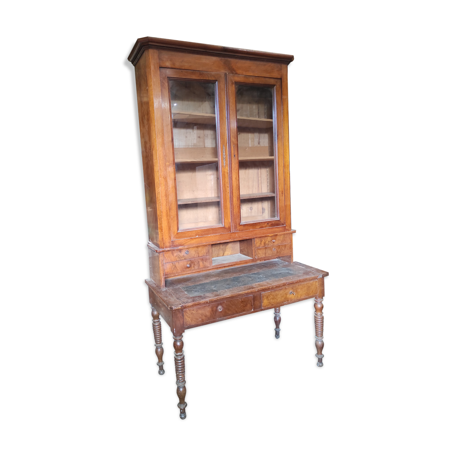 Old stepped desk buffet secretary scriban showcase and vintage drawers