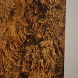 Antique square table with drop leaves made of burl wood, handcrafted in Sweden, 19th century.