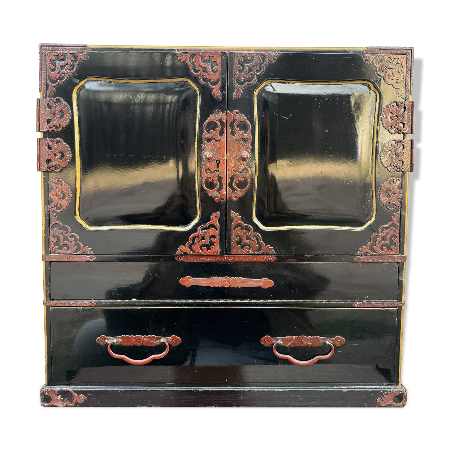 Japanese lacquered tansu from the early 20th century.