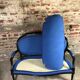 Louis XVI style bench in black wood and blue fabric