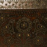17th century studded leather travel trunk, richly decorated