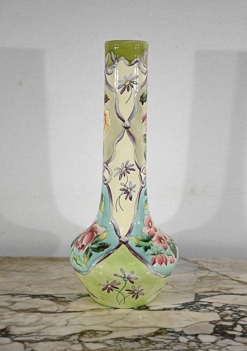 Important earthenware vase by Longchamp, Art Nouveau - 1900