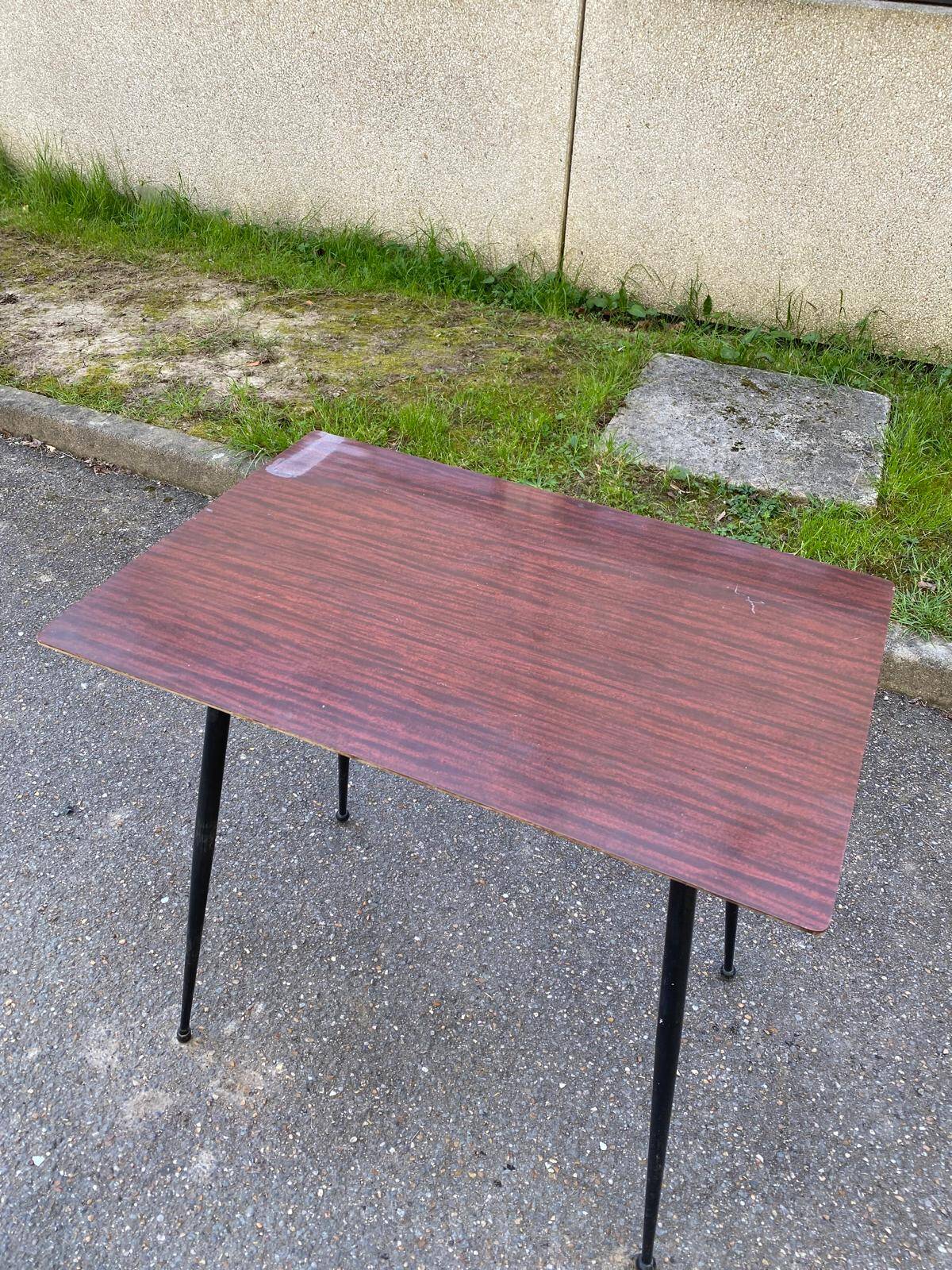 Scandinavian steel and rosewood dining table