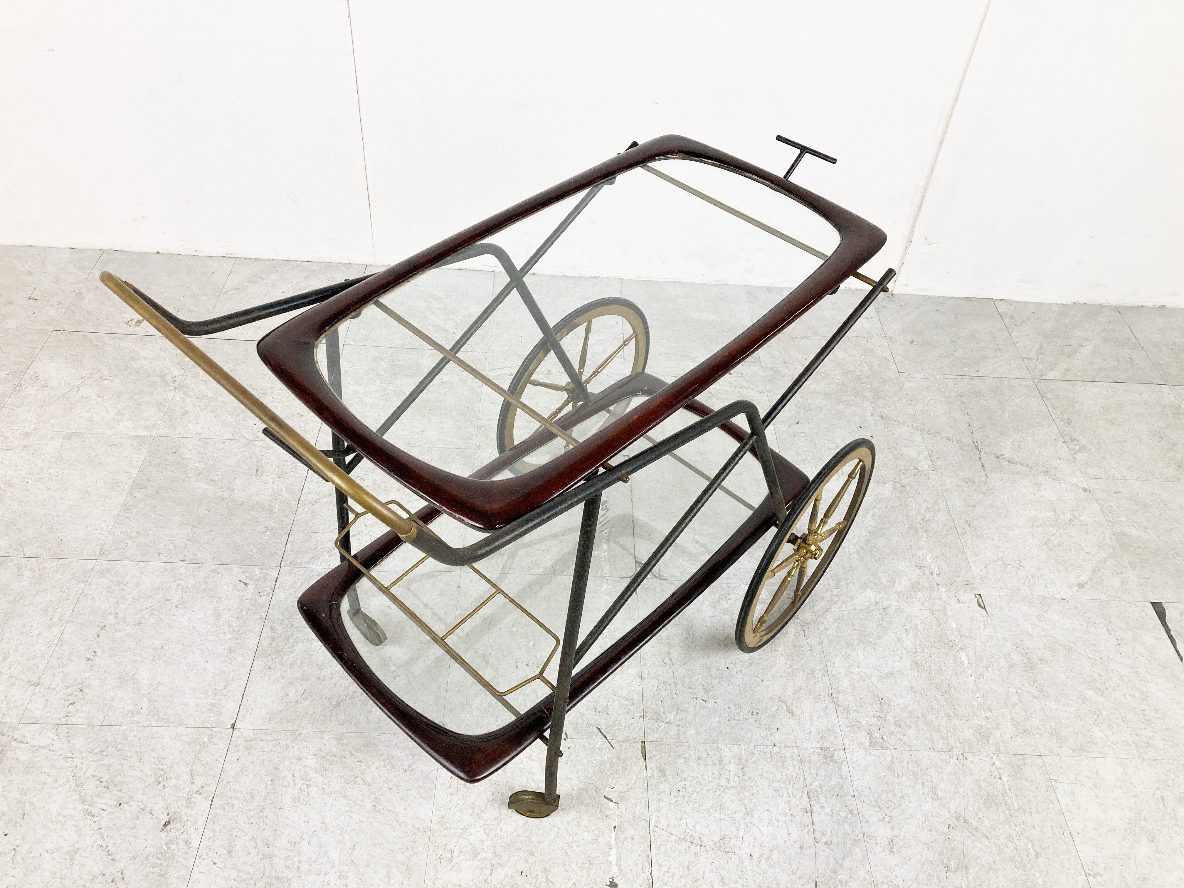 Vintage Italian serving trolley by Cesare Lacca, 1950s