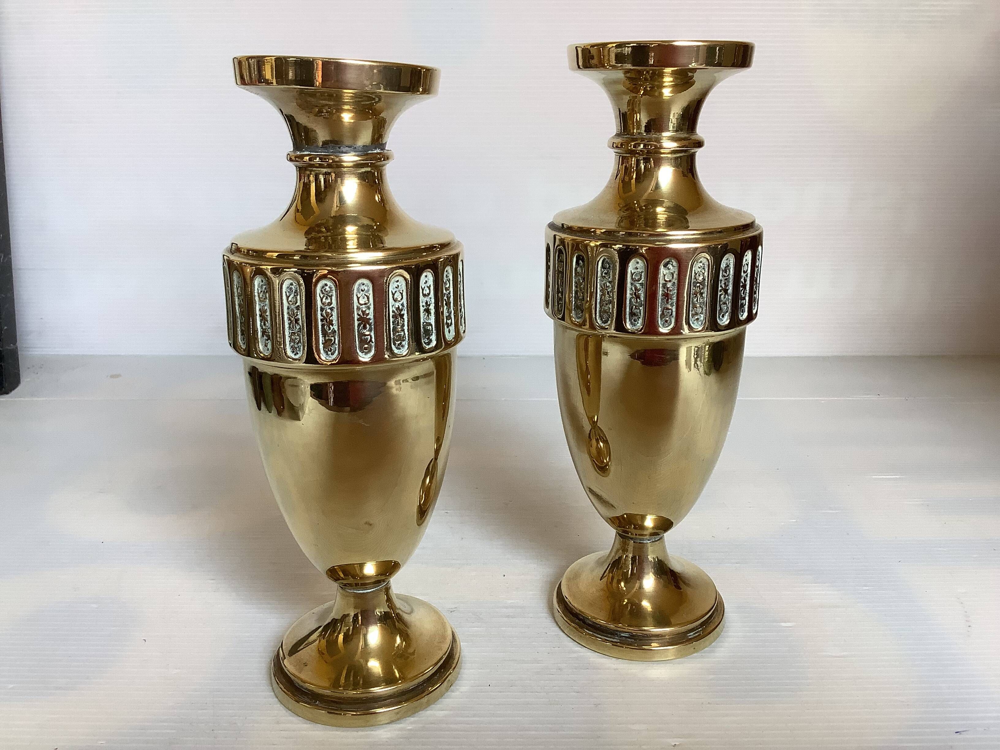 Pair of brass vases