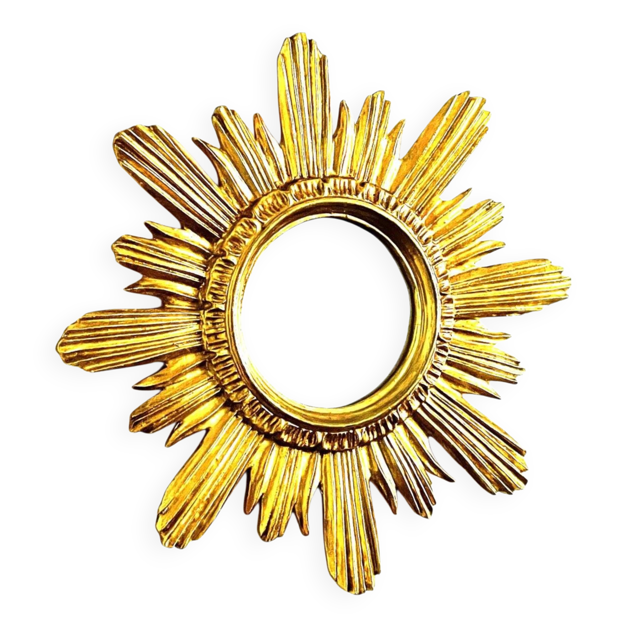 Wenz golden wood sun mirror, Germany, 1960s