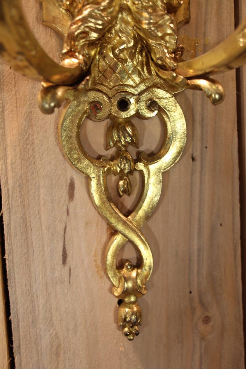 pair of gilt bronze wall lights signed by Etienne Giraud in Lyon