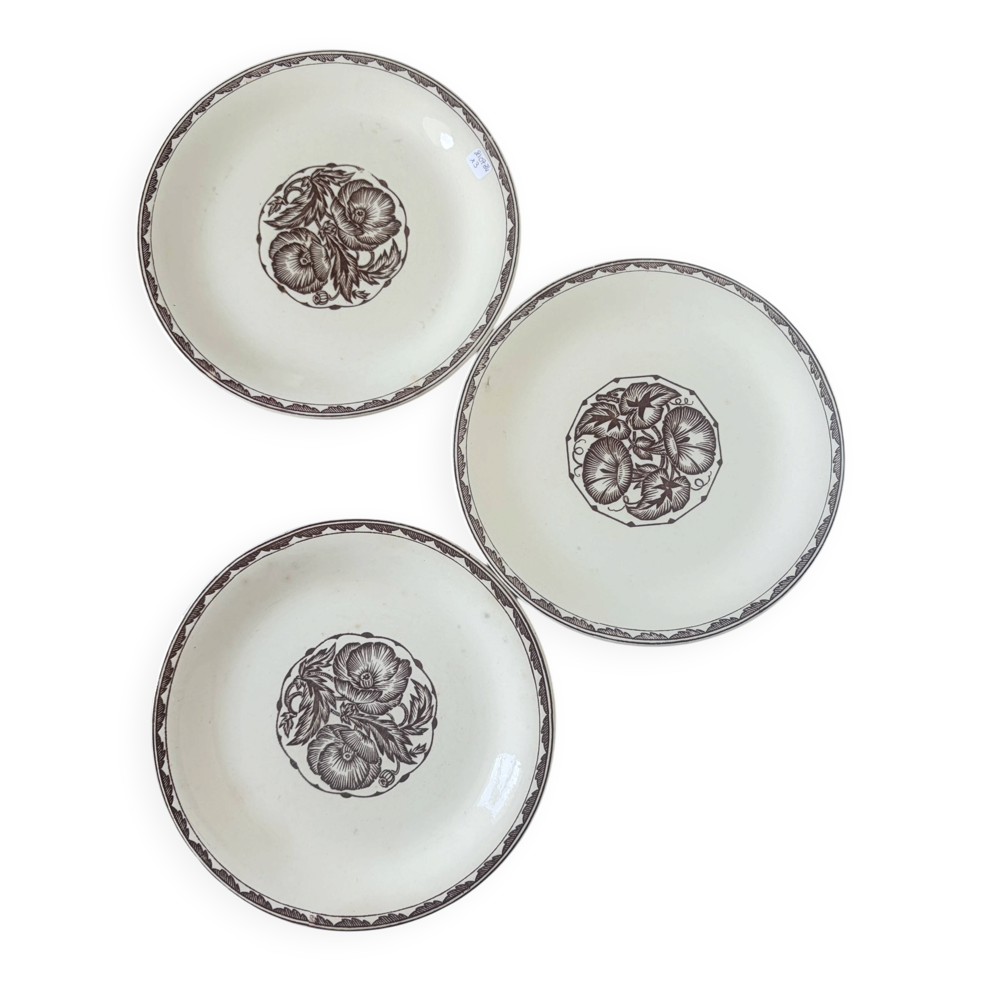 3 flat plates from Sarreguemines model Argonne 210734