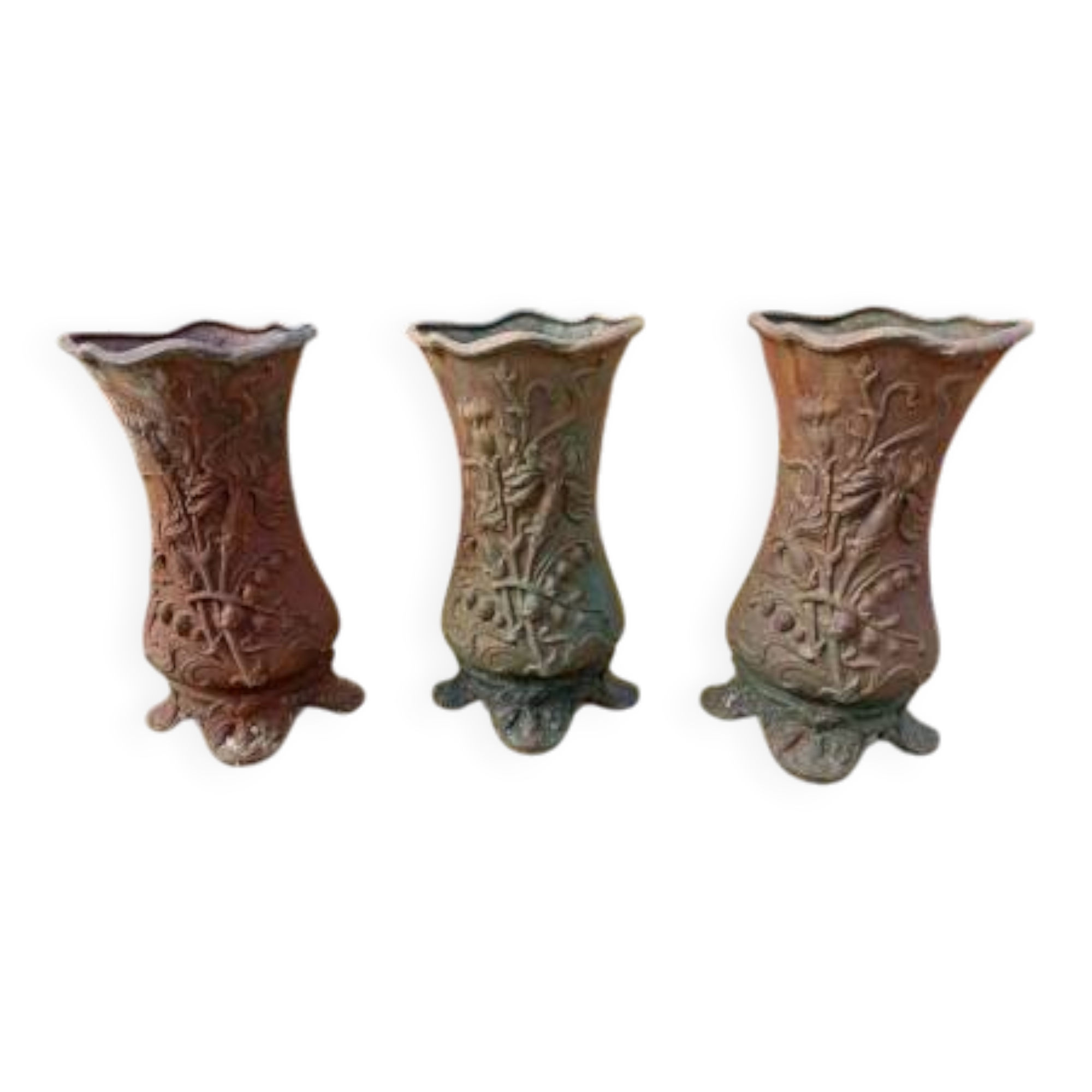 3 cast iron vases 1900 Charleville-Mézières