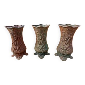 3 cast iron vases 1900 Charleville-Mézières