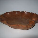 Carved wooden fruit cup with signed leaf shape