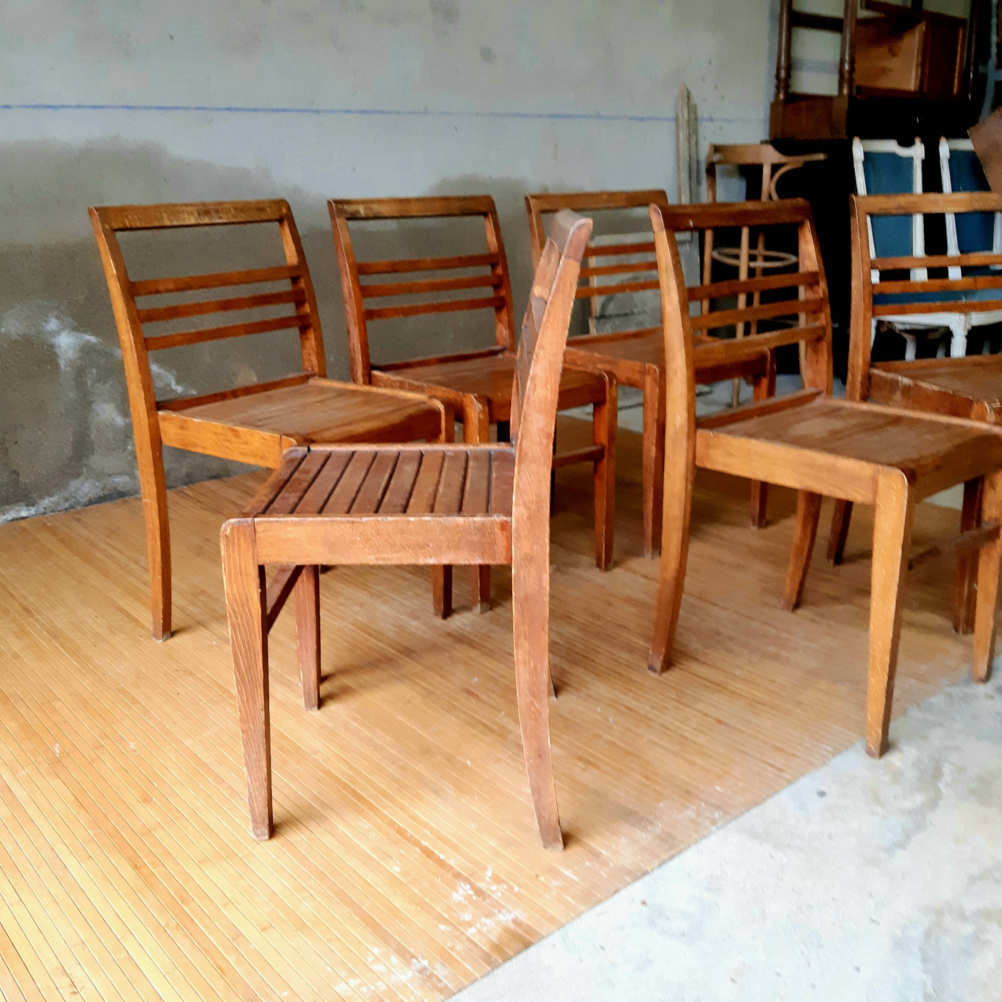 Suite of 6 chairs by René Gabriel