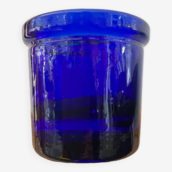 Vintage cobalt blue glass paste pot cover